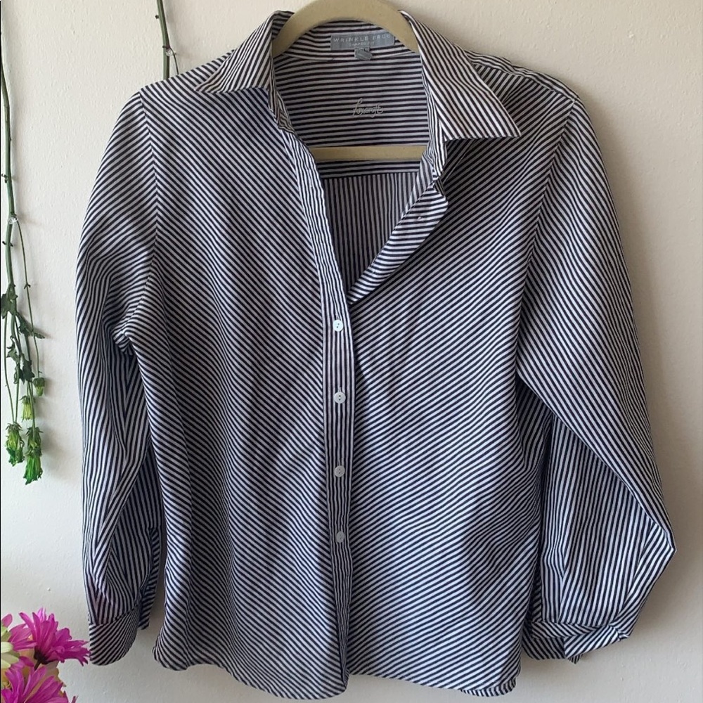 Striped button up tee